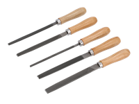 Set: Feilen, Mit Holzgriff, 5-Teilig