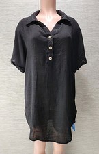 NWT CUPSHE Collared Black Cover Up Size Large