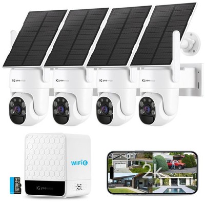 4MP Solar Security Cameras Wireless 360 Pan Tilt 4PK