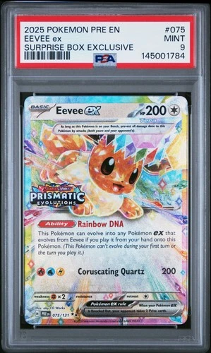 2025 POKEMON PRE EN-PRISMATIC EVOLUTIONS SURPRISE BOX EXCLUSIVE EEVEE EX PSA 9