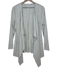 Soft Surroundings Faux Suede Waterfall Open Front Cardigan Cream Size Medium