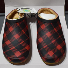 Western Chief Heritage Plaid Clogs Faux Fur Women's Sz 6 Red NWT