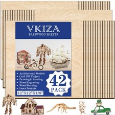42 Pack Basswood Sheets 12"x12"x1/8" for Crafts,Unfinished Wood,3mm Basswood ...
