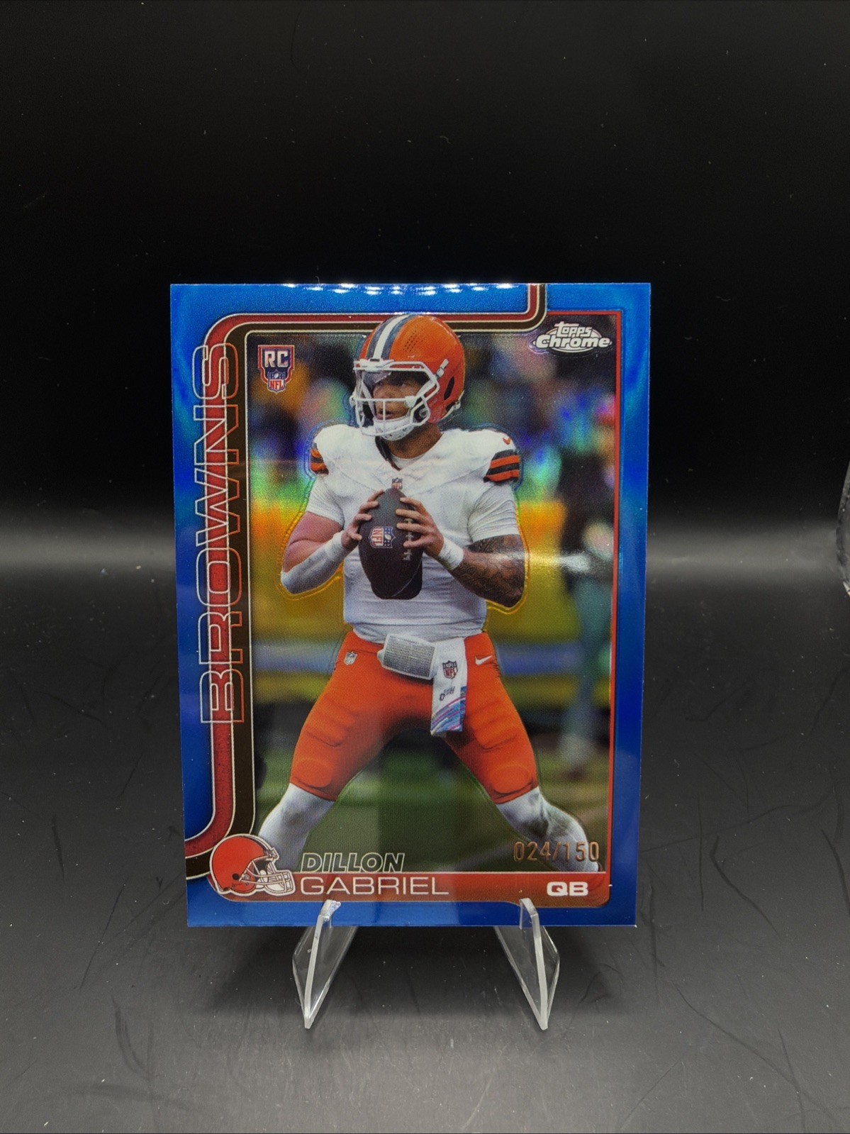 Dillon Gabriel 2025 NFL Topps Chrome Rookie #317 Browns True Blue Refractor /150