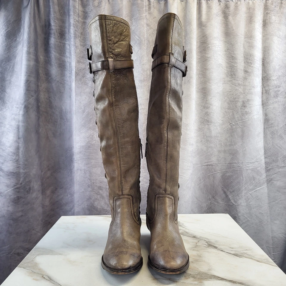 Botas de motociclista Sam Edelman PIERCE con botones sobre la rodilla para mujer talla 9 M tostadas Foto 3 de 4