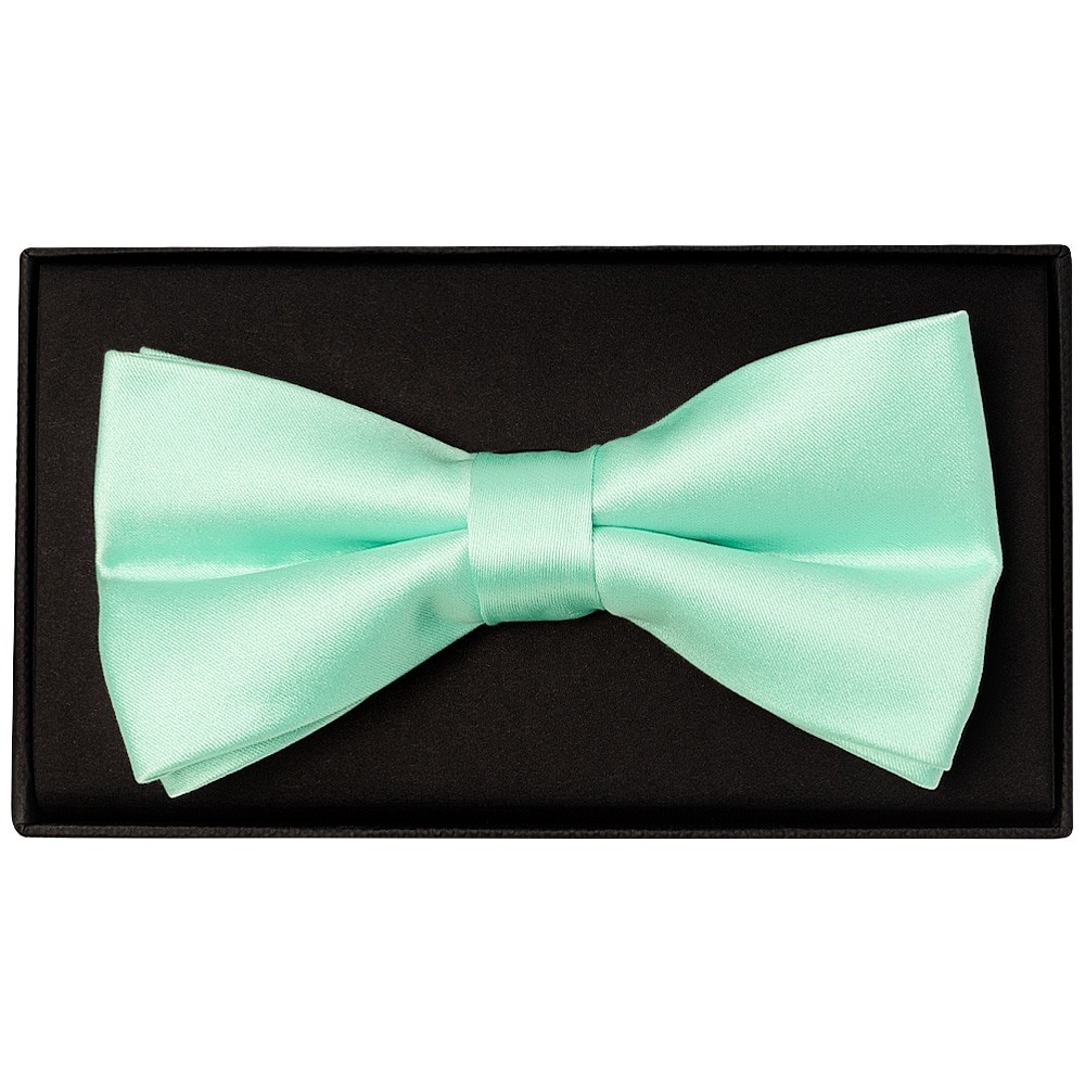 Plain Mint Green Satin Mens Bow Tie Pre Tied Wedding Prom adjustable Dickie Bow