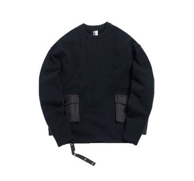 Kith x Mastermind WORLD Herren Schwarz Rundhals Cargo Sweatshirt KH3398 S Neu