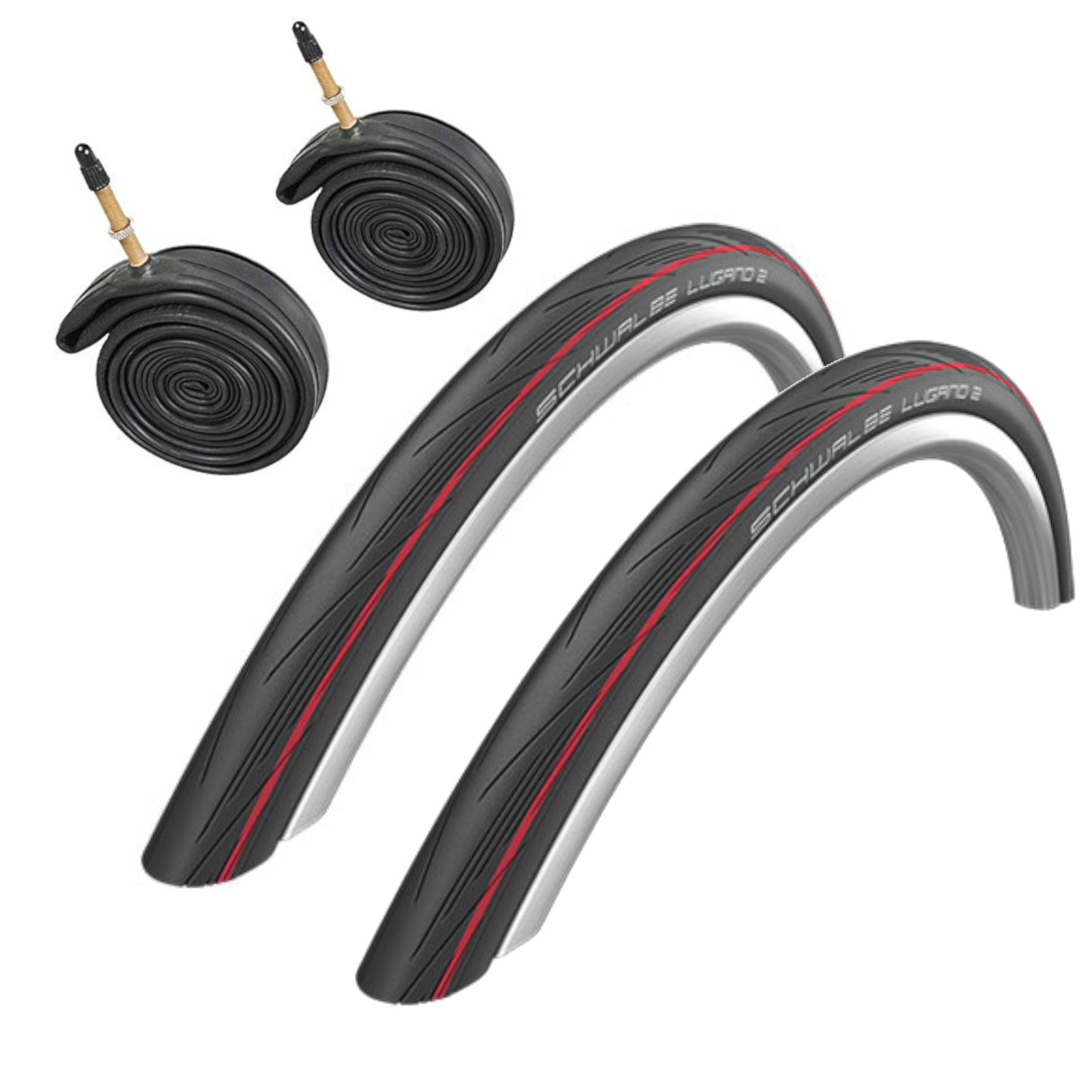 700c Bike Tyre Schwalbe Lugano 2 700x25c Pair Red Stripe Road & Presta Tubes
