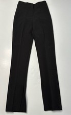 MNG by Mango Women's Split Hem Flat Front Black Pants Trousers Size 2 EU 34 NWT