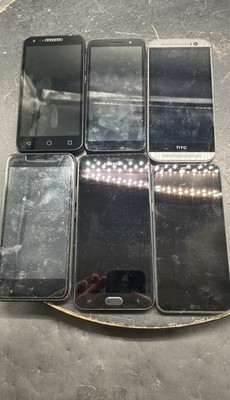 Samsung Galaxy J7 HTC Alcatel Assorted Smartphones Lot of 6 For Parts/Repair