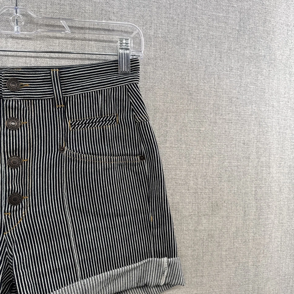 Шорты женские Isabel Marant Nadia 34 размер США 2 расслабленные синие в полоску саржа высокая посадка - Изображение 3 из 4