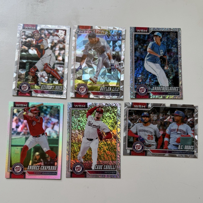 2026 topps series 2 Washington Nationals 6 insert Card Lot Rookie Refractor Ruiz