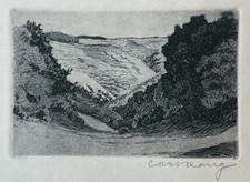 Carl Rang (1886-1965) Radierung „Hügellandschaft“ ~1925. Mit Bleistift signiert
