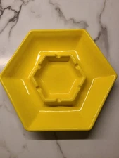 MCM Haeger Ceramic Ashtray Yellow  Hexagon 1066 USA