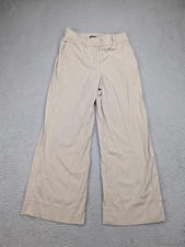 Worth New York Pants Womens 6 Beige Wide Leg Made In USA Side Zip Casual
