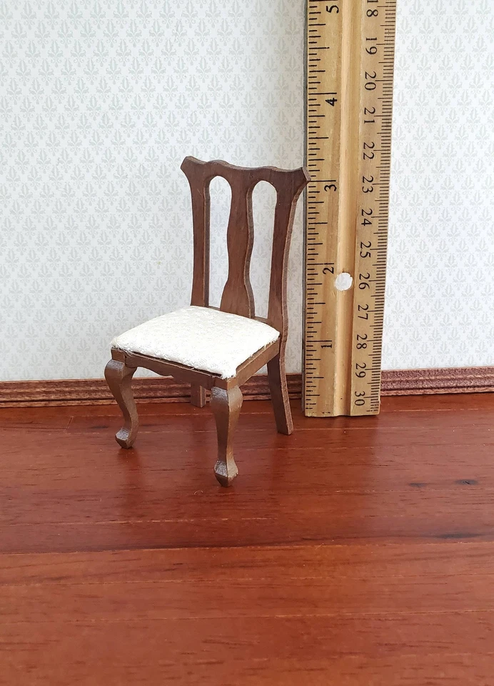 Silla Casa Muñecas para Cocina o Comedor Asiento Blanco 1:12 Muebles Miniatura Foto 4 de 4