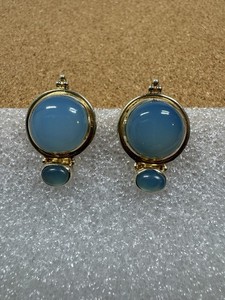 Authentic STUNNING Julie Vos Gold Plated Chalcedony Earrings