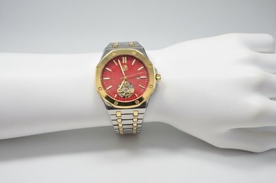 Luxury Style 45mm Case Open Heart Men's QUARTZ Watch - Two Tone stainless steel 