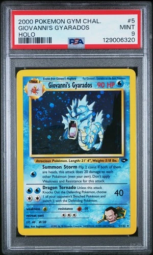 PSA 9 Giovanni's Gyarados Holo 5/132 Gym Challenge Pokemon 2000