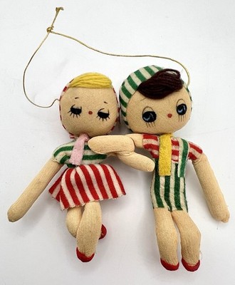 Vintage Boy Girl Pixie ORNAMENT JAPAN Christmas