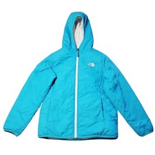 The North Face Girls Reversible Fleece Hooded Jacket Girls Large 14/16 Turquoise