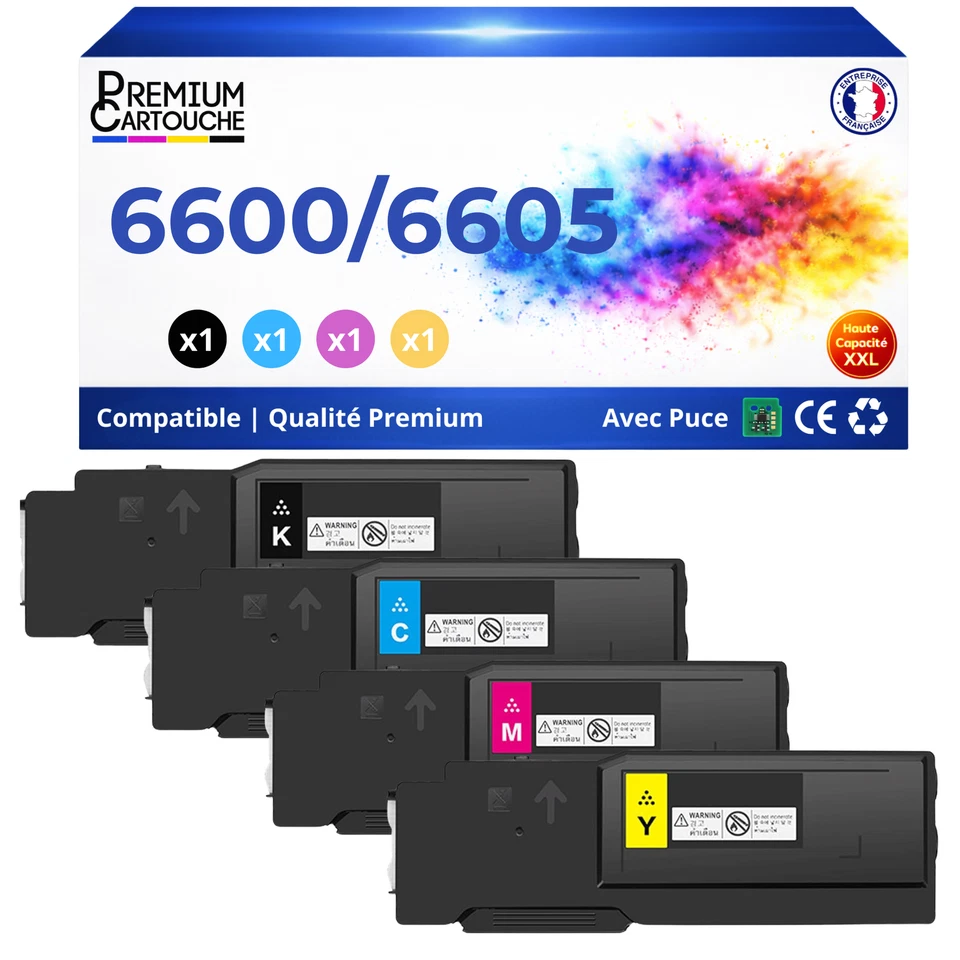 Pack 4 Toners compatible pour Xerox 6600 6605 Couleurs - Photo 1/4