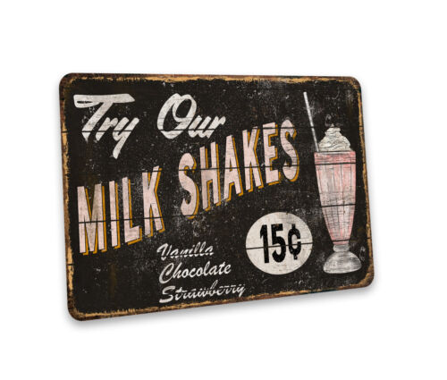 Try Our Milkshake Sign Hamburger Stand Cafe Restaurant Decor Diner 108122001056 - Picture 4 of 7