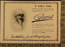 1914 PEARS SOAP BATHROOM TOILET LADY HEALTH BEAUTY VINTAGE ART AD  ZI96
