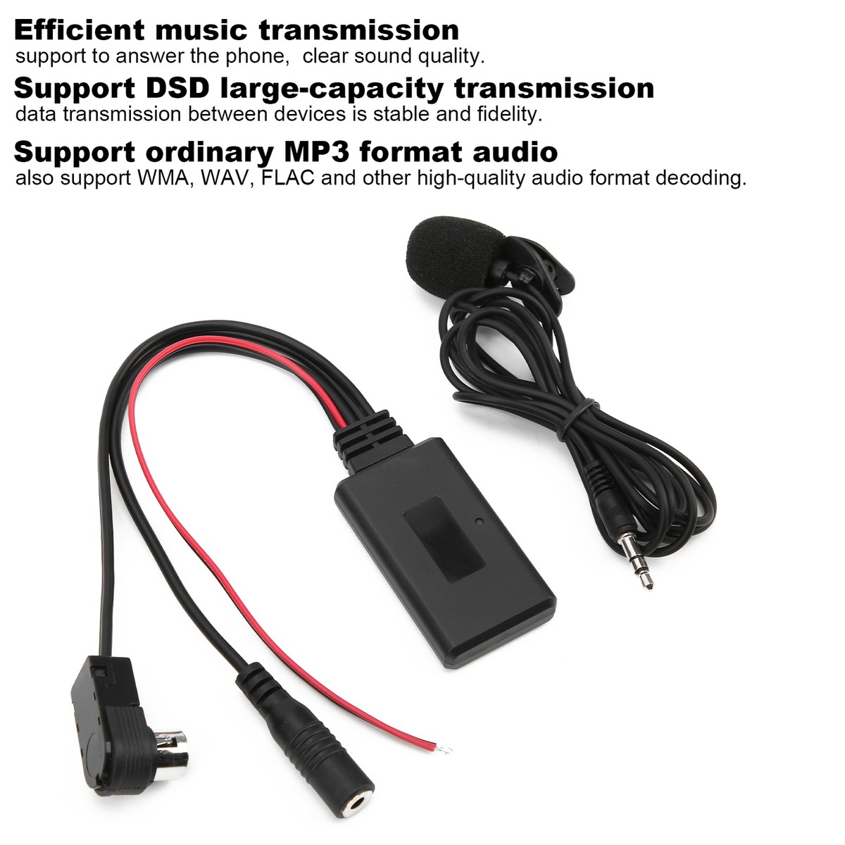 Bluetooth 5.0 AUX Cable Adapter with Microphone Handsfree For