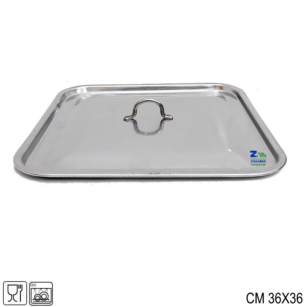 COPERCHIO QUADRATO CM 36X36 IN ACCIAIO INOX STEELPAN PER TEGLIE PENTOLE