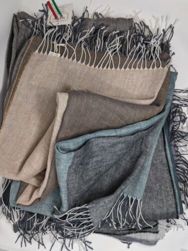 Nido Notte Italia Bedding Luxury 100%Linen Imported Throw Blanket 51”x67”199