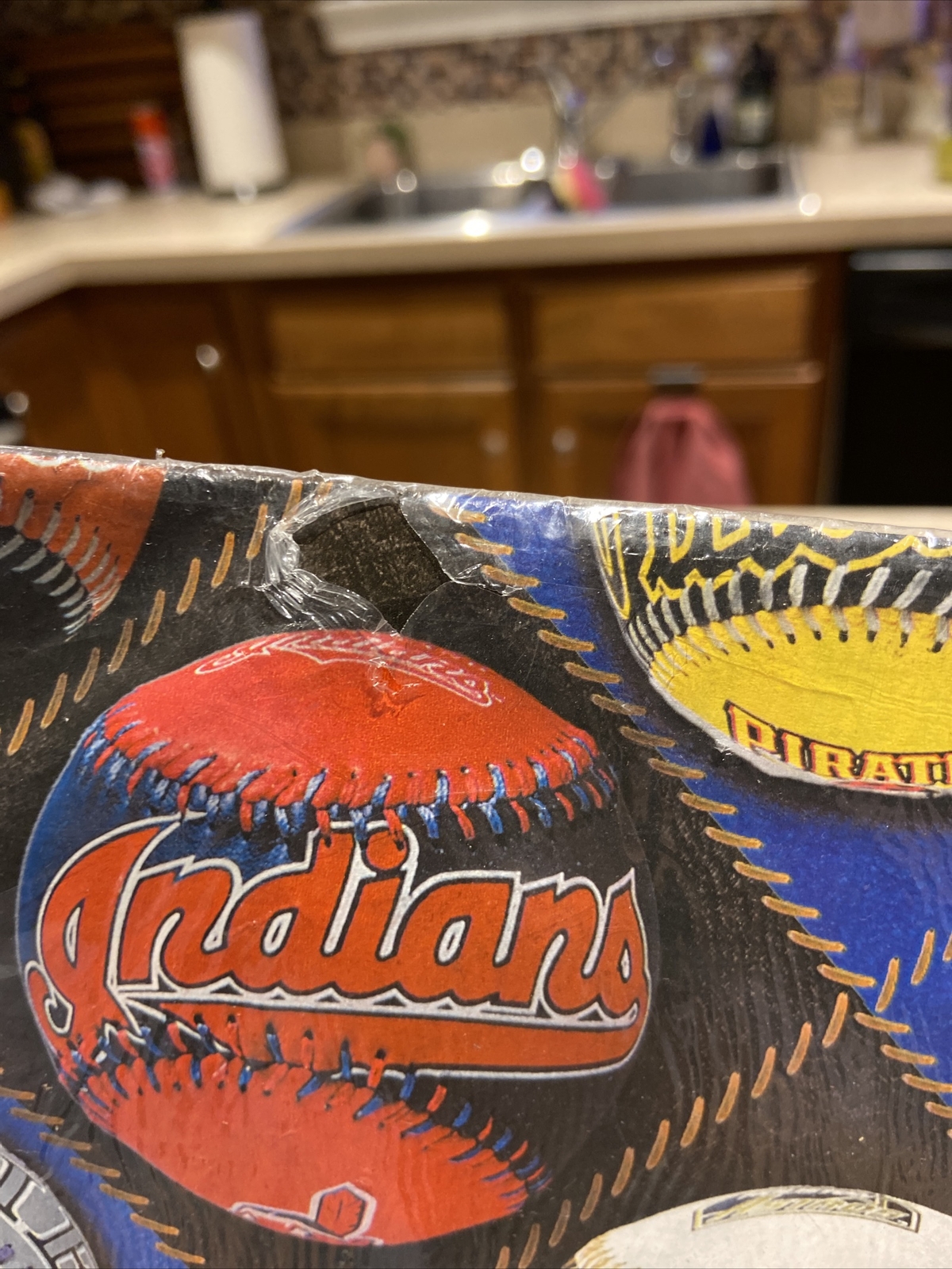 Vintage 1998 MLB Baseball Gift Wrap Wrapping Paper Hallmark Open