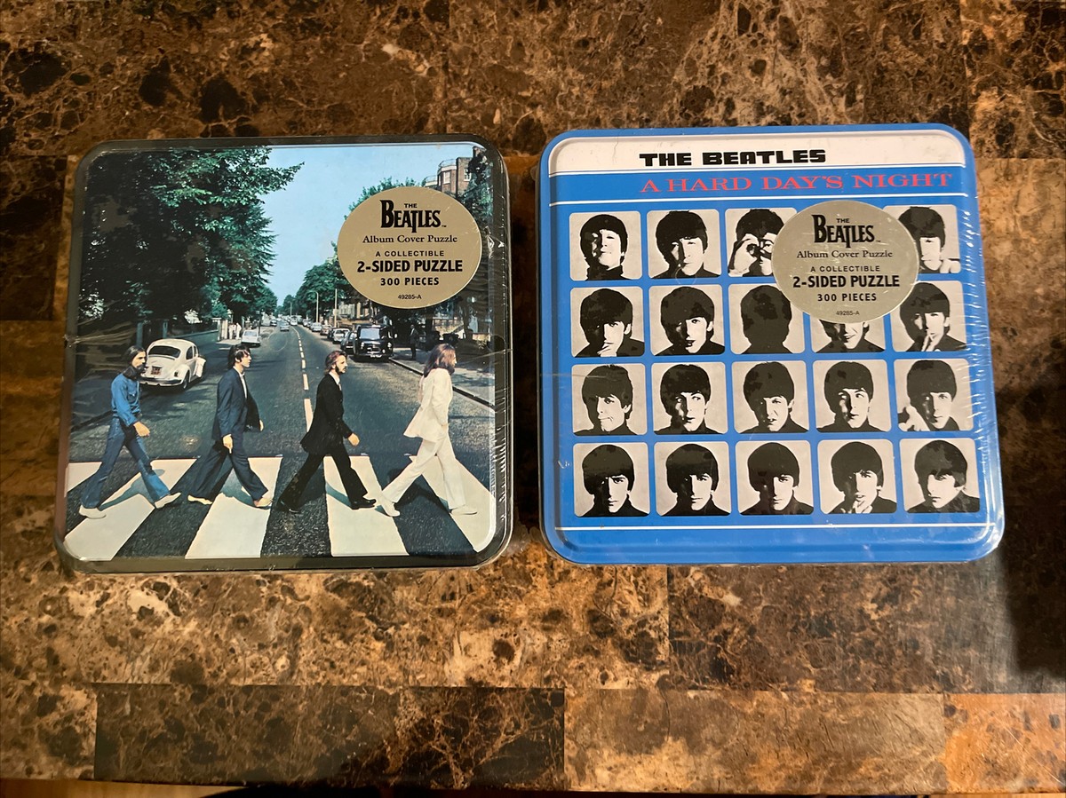 The Beatles A Hard Day's Night & Abbey Road 2-Sided Puzzle Tin
