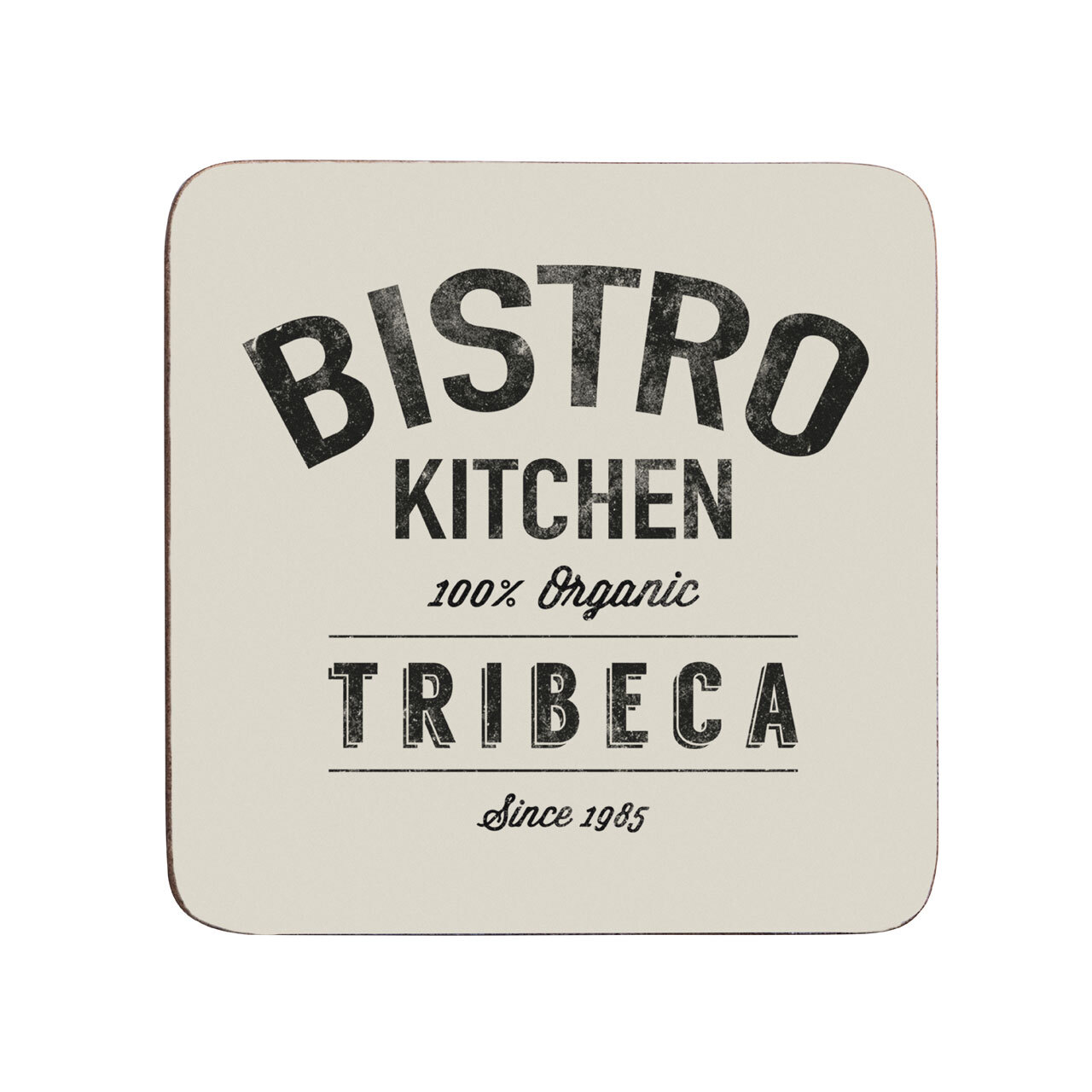 Set of 4 Vintage Cafe Style Coasters Bistro Kitchen Glass Coaster Drinks Mats