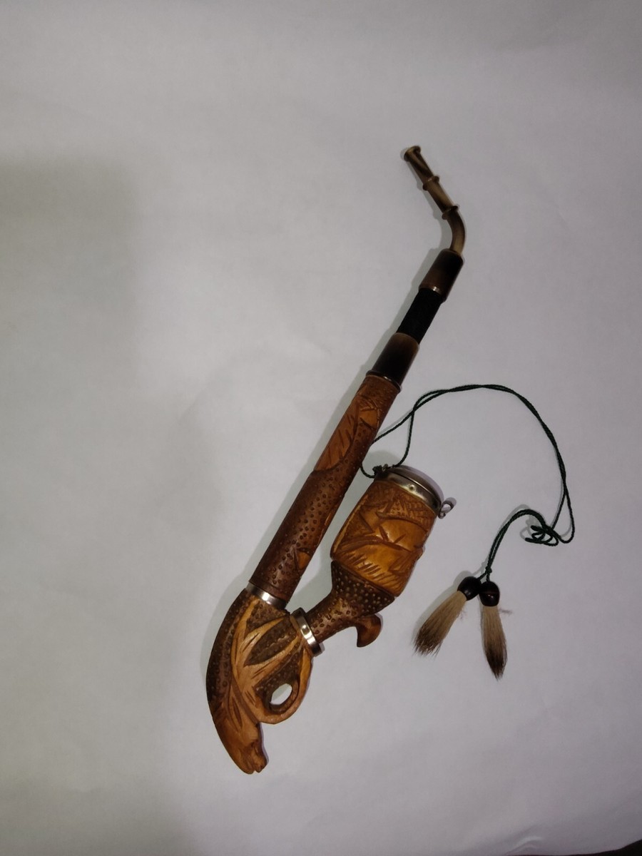 Vintage Collectible DRGM German Deer Carved Wooden Tobacco Smoking Pipe  with Lid