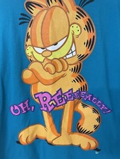 Garfield OH Reeeeallly Teal Blue Vintage SS T-Shirt Size L Fast Shipping
