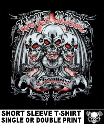 HELL RIDE CHOPPERS BIKER V-TWIN ENGINE MOTORCYCLE RIDER SKULL SNAKES T-SHIRT 225