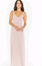 New 198$ MuMu Jenn Women's XL Dusty Pink Chiffon Deep V-Neck Maxi Dress