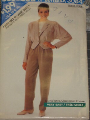 See & Sew 3084 Misses Jacket & Pants Size 6 8 10 Vintage
