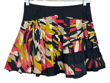 Ted Baker Navy  Pink Print Tiered Asymmetrical Pleated Skirt Size 4 Preppy