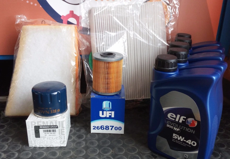KIT TAGLIANDO 4 FILTRI E 5 LITRI OLIO ELF 5W40 PER RENAULT SCENIC II 1.9 DCI