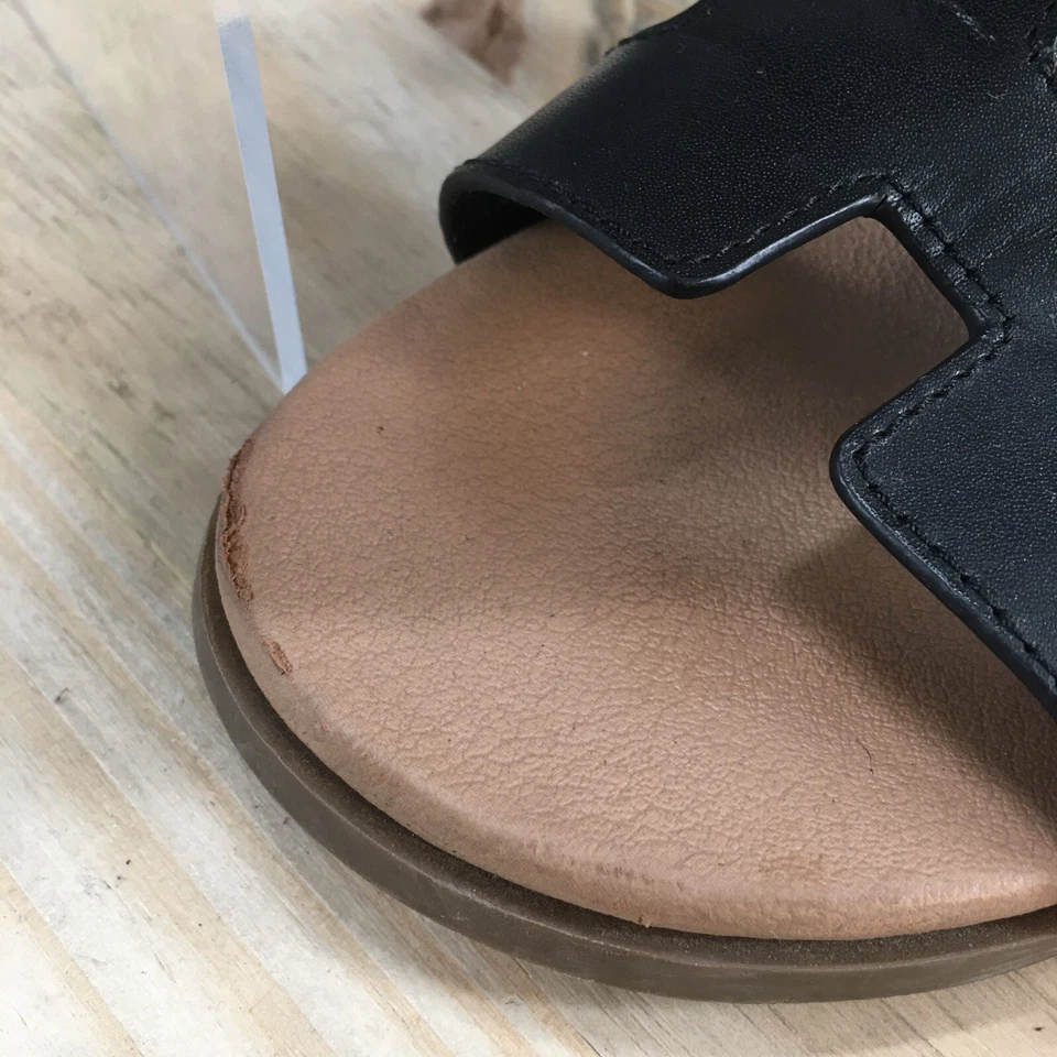 Steve Madden Sandals Youth 4 M Girls Hoku Slip On Flats Slide Black Leather - Image 4 of 4