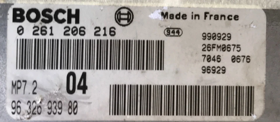 Calculateur débloqué Peugeot 206 1.6 MP7.2 04 0261206216 9632693980 - Photo 2/2