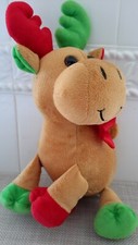 Christmas Moose Reindeer Plush Red Green Antler by Nanco 10" Tall Pre-owned