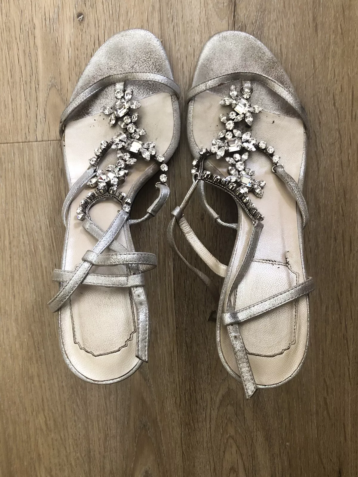 Sandales à lanières authentiques Christian Dior avec rhinstones taille : 7