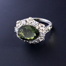 925 Sterling Silver Gemstone Real Moldavite Ring Fine Jewelry VALENTINE DAY GIFT