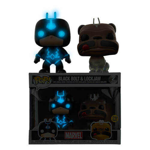 Inhumans Black Bolt Glow & Lockjaw Phasing US Pop! 2 Pk Stylized Figure - Picture 2 of 2