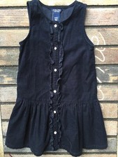 CHAPS  Girls Toddler Botton Front Ruffle Sleeveless Jumper Dress Size 4 CUTE!