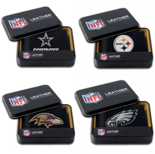 Billetera doble plegable de cuero bordado de la NFL ∗ elige tu equipo ∗ - Imagen 1 de 50