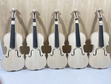 1 Pcs 4/4 Full Size Violin - Unfinished White with Flame Maple Back, Handmade
